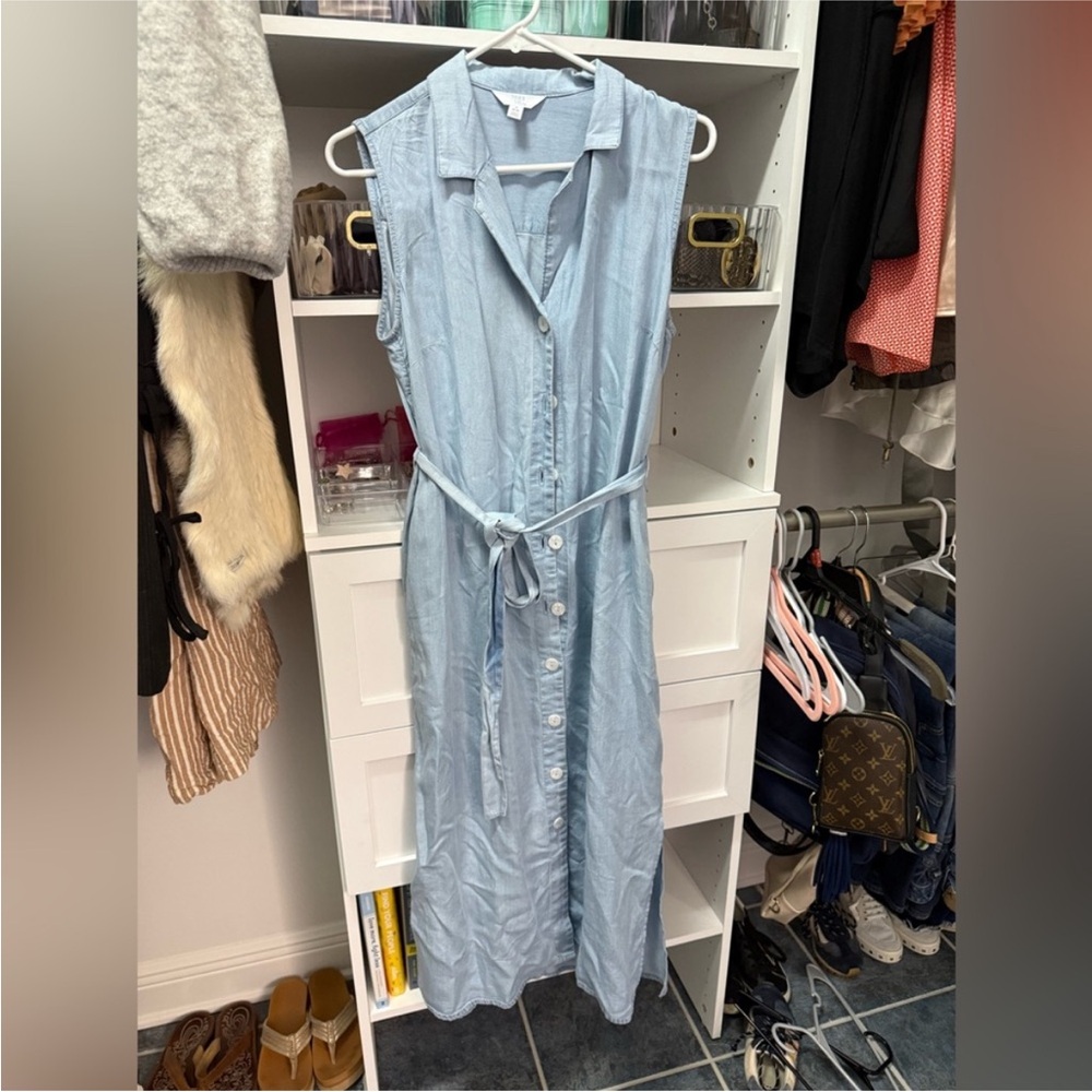 Time and Tru Light Blue Sleeveless button up Maxi Dress 4-6 - Picture 1 of 1